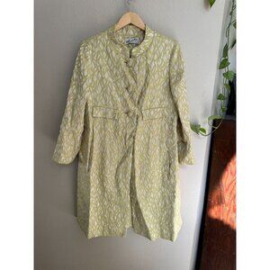 Vintage Mardi Gras New York 2-Piece Coat Dress Set Brocade Gold Green Mid-Centur